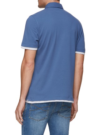 Back View - Click To Enlarge - BRUNELLO CUCINELLI - Double Layered Cotton Polo Shirt