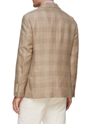 Back View - Click To Enlarge - BRUNELLO CUCINELLI - Linen Blend Chequered Single Breasted Blazer