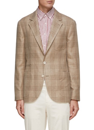 Main View - Click To Enlarge - BRUNELLO CUCINELLI - Linen Blend Chequered Single Breasted Blazer