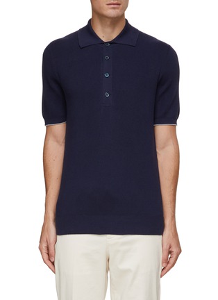 Main View - Click To Enlarge - BRUNELLO CUCINELLI - Ribbed Cotton Knit Polo Shirt