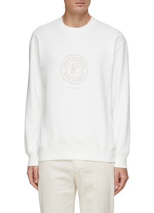 Main View - Click To Enlarge - BRUNELLO CUCINELLI - Logo Cotton Blend Crewneck Sweatshirt