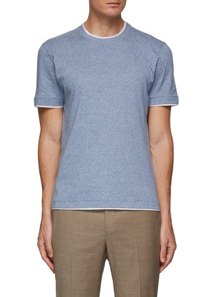 Main View - Click To Enlarge - BRUNELLO CUCINELLI - Double Layered Crewneck Cotton Linen Blend T-Shirt