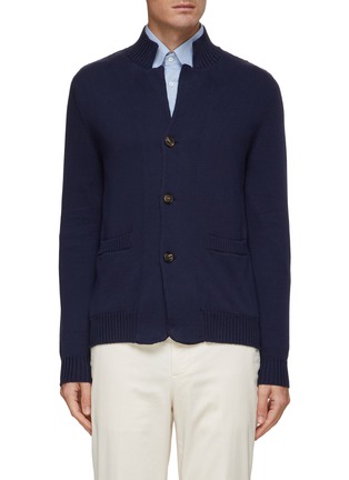 Main View - Click To Enlarge - BRUNELLO CUCINELLI - Convertible Collar Cotton Knit Cardigan