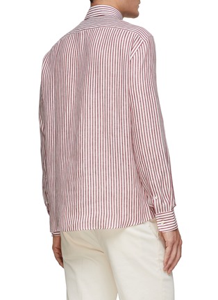 Back View - Click To Enlarge - BRUNELLO CUCINELLI - Button Down Collar Striped Linen Shirt