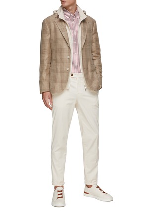 Figure View - Click To Enlarge - BRUNELLO CUCINELLI - Button Down Collar Striped Linen Shirt