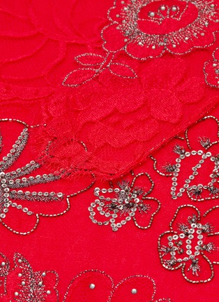 Detail View - Click To Enlarge - JANAVI - x Keira Chaplin Beaded And Sequined Floral Embellishment Lace Trimmed Cashmere Scarf