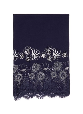 Detail View - Click To Enlarge - JANAVI - x Keira Chaplin Sequined Floral Embellishment Lace Trimmed Cashmere Scarf