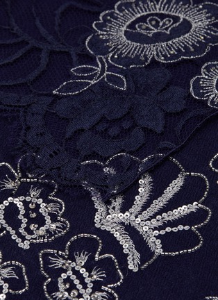 Detail View - Click To Enlarge - JANAVI - x Keira Chaplin Sequined Floral Embellishment Lace Trimmed Cashmere Scarf