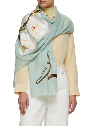 Figure View - Click To Enlarge - JANAVI - Wild Lady's Slipper Orchid Cashmere Scarf
