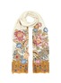 JANAVI - Floral Embroidery Lace Trimmed Cashmere Scarf