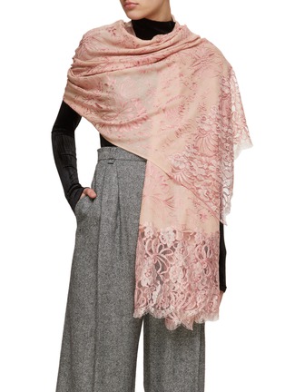 Figure View - Click To Enlarge - JANAVI - Winter Jasmin Lace Trimmed Cashmere Scarf
