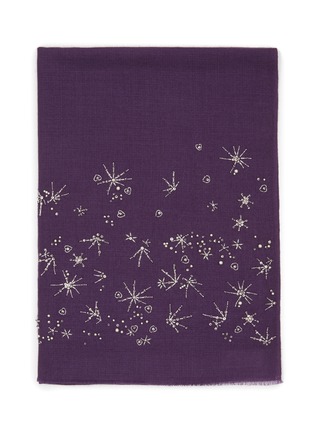 Detail View - Click To Enlarge - JANAVI - x Keira Chaplin Sequined Star Embellishment Fray Trimmed Cashmere Scarf