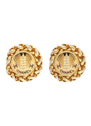 Main View - Click To Enlarge - LANE CRAWFORD VINTAGE ACCESSORIES - Chanel Emblem Coin Stud Earrings