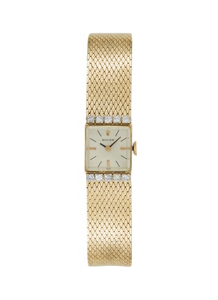 Main View - Click To Enlarge - LANE CRAWFORD VINTAGE WATCHES - Rolex Diamond Encrusted 14K Gold Square Watch