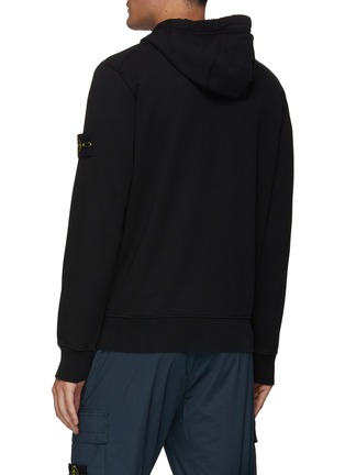 Back View - Click To Enlarge - STONE ISLAND - Logo Patch Cotton Zip Up Hoodie