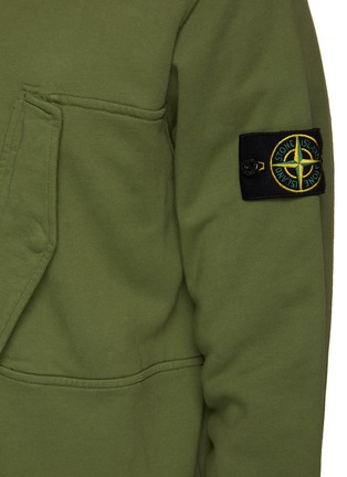  - STONE ISLAND - Detachable logo patch half zipped hoodie