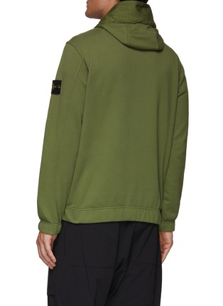 Back View - Click To Enlarge - STONE ISLAND - Detachable logo patch half zipped hoodie