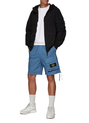 Figure View - Click To Enlarge - STONE ISLAND - Sleeve Pocket Cotton Fleece Crewneck Sweatshirt