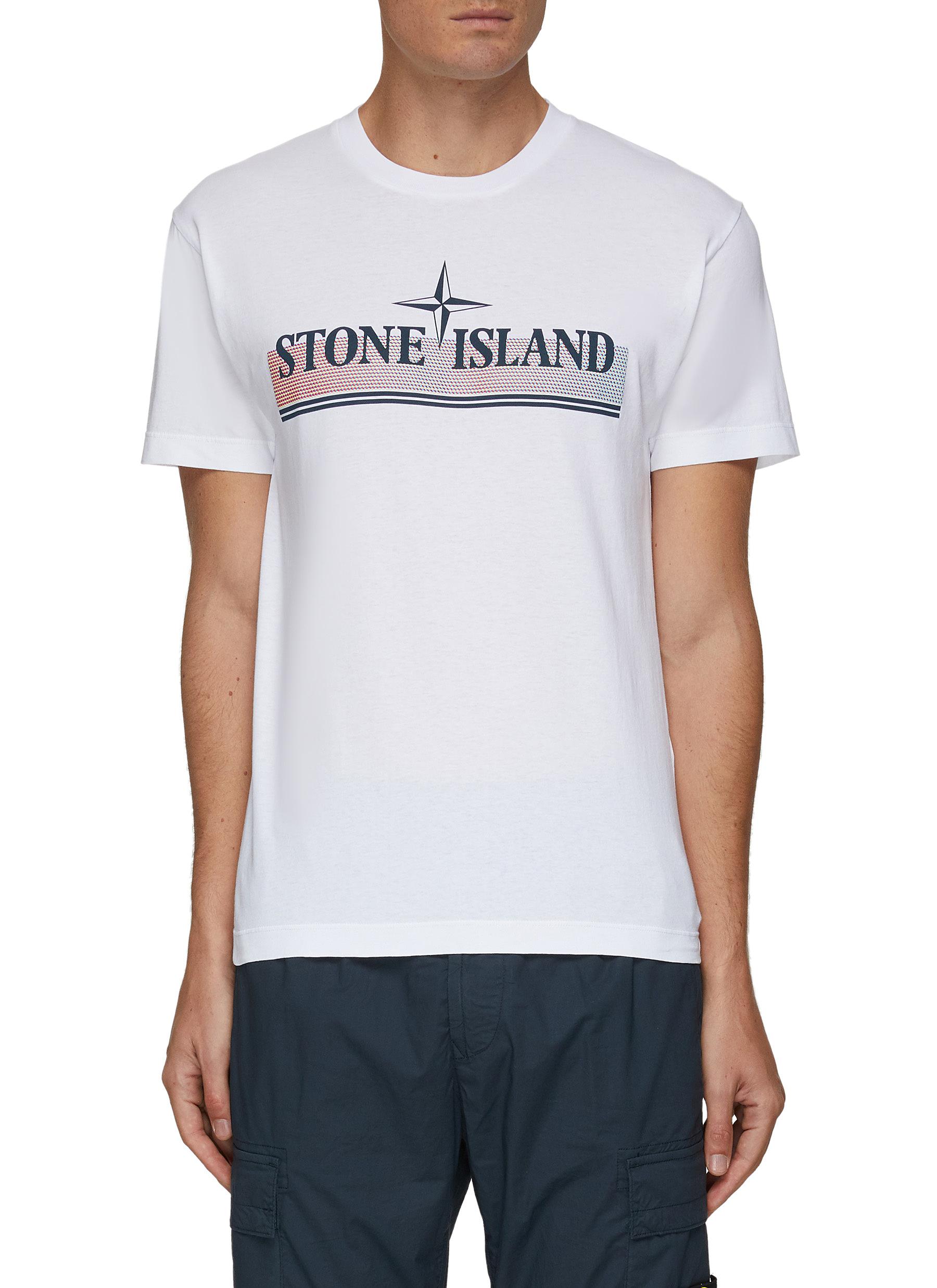 Stone Island Tricromia One Logo Cotton Crewneck T Shirt Men Lane Crawford