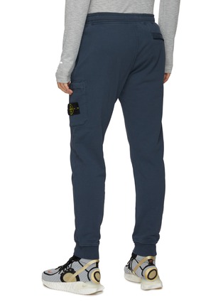 Back View - Click To Enlarge - STONE ISLAND - Logo Appliqued Side Pocket Cotton Fleece Jogger Pants