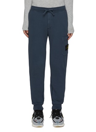 Main View - Click To Enlarge - STONE ISLAND - Logo Appliqued Side Pocket Cotton Fleece Jogger Pants