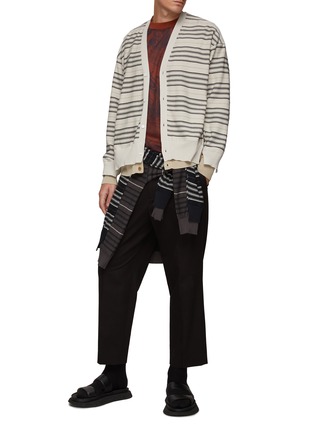 Figure View - Click To Enlarge - YOKE - Layered striped V-neck cardigan