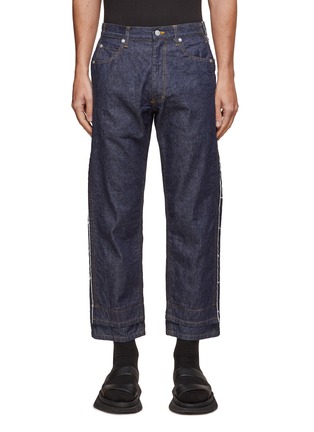 Main View - Click To Enlarge - YOKE - Side deconstructed detail crop denim jeans