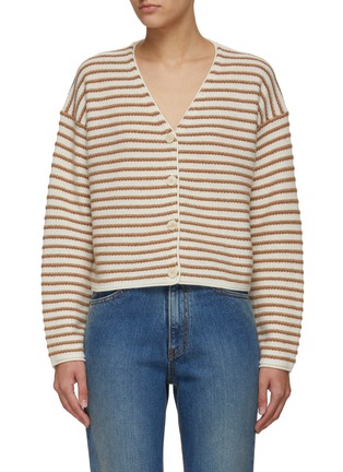 Main View - Click To Enlarge - THEORY - STRIPE BOXY CARDIGAN