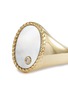 Detail View - Click To Enlarge - YVONNE LEON - CHEVALIERE OVALE PINKY MOTHER OF PEARL DIAMOND 9K YELLOW GOLD RING