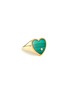 Main View - Click To Enlarge - YVONNE LEON - CHEVALIERE COEUR HEART PINKY DIAMAND MALACHITE 9K YELLOW GOLD RING