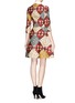 Back View - Click To Enlarge - STELLA JEAN - Geometric and nature print flare dress