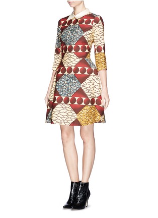Figure View - Click To Enlarge - STELLA JEAN - Geometric and nature print flare dress