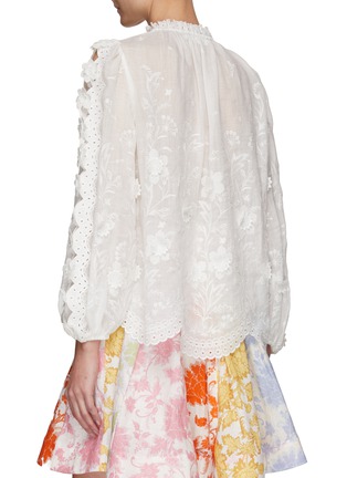 Back View - Click To Enlarge - ZIMMERMANN - ROSA' EMBROIDERED LONG SLEEVES RAMIE BLOUSE