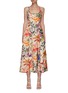 Main View - Click To Enlarge - ZIMMERMANN - Tropicana' Floral Graphic Linen Midi Dress