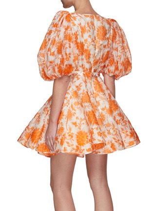 Back View - Click To Enlarge - ZIMMERMANN - ‘Postcard’ Puff Sleeves Mini Dress