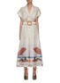 Main View - Click To Enlarge - ZIMMERMANN - Postcard' Belted Seaside Graphic Linen Silk Blend Jumpsuit