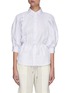 Main View - Click To Enlarge - C/MEO COLLECTIVE - Could Be More' Tie Waist Pleated Puff Sleeve Cotton Blouse