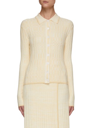 Main View - Click To Enlarge - C/MEO COLLECTIVE - Still In Love Shirt Collar Ribbed Knit Cardigan