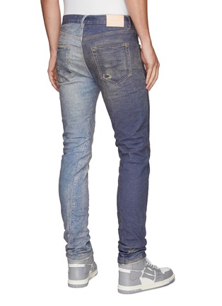 Back View - Click To Enlarge - PURPLE BRAND - Dirty Effect Light-Dark Indigo Skinny Jeans