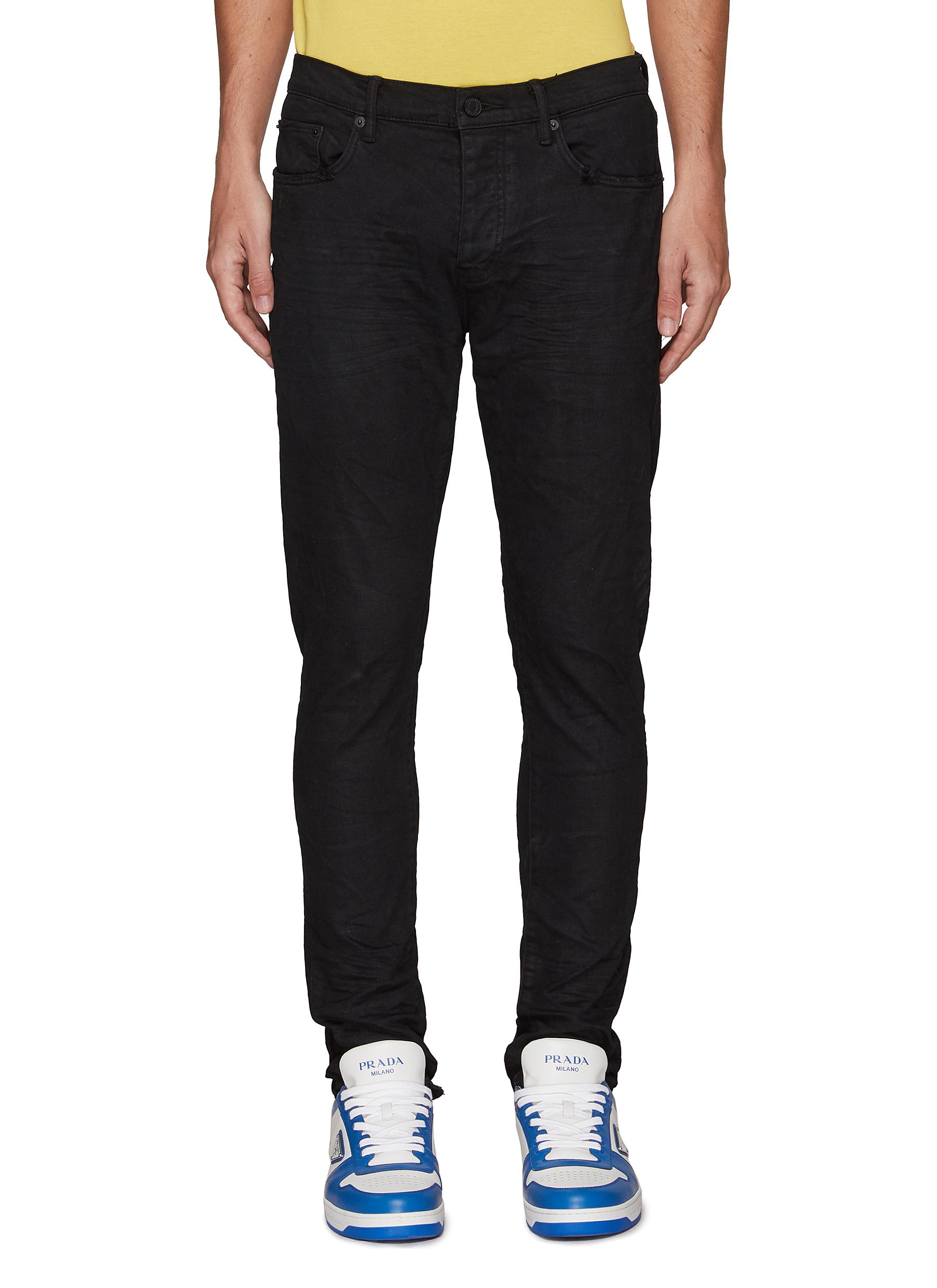 Frayed Hem Resin Coated Skinny Jeans 