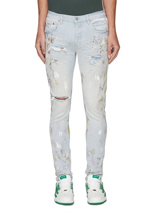 Main View - Click To Enlarge - PURPLE BRAND - Splash Paint Light Washed Skinny Jeans