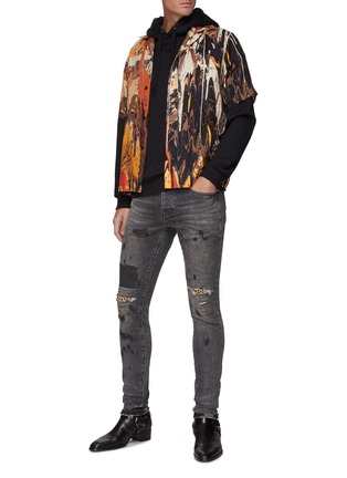 Figure View - Click To Enlarge - PURPLE BRAND - Leopard Printed Patch Distressed Skinny Jeans