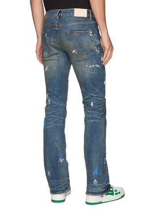 Back View - Click To Enlarge - PURPLE BRAND - Splash Paint Mid Washed Bootcut Jeans