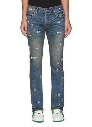 Main View - Click To Enlarge - PURPLE BRAND - Splash Paint Mid Washed Bootcut Jeans
