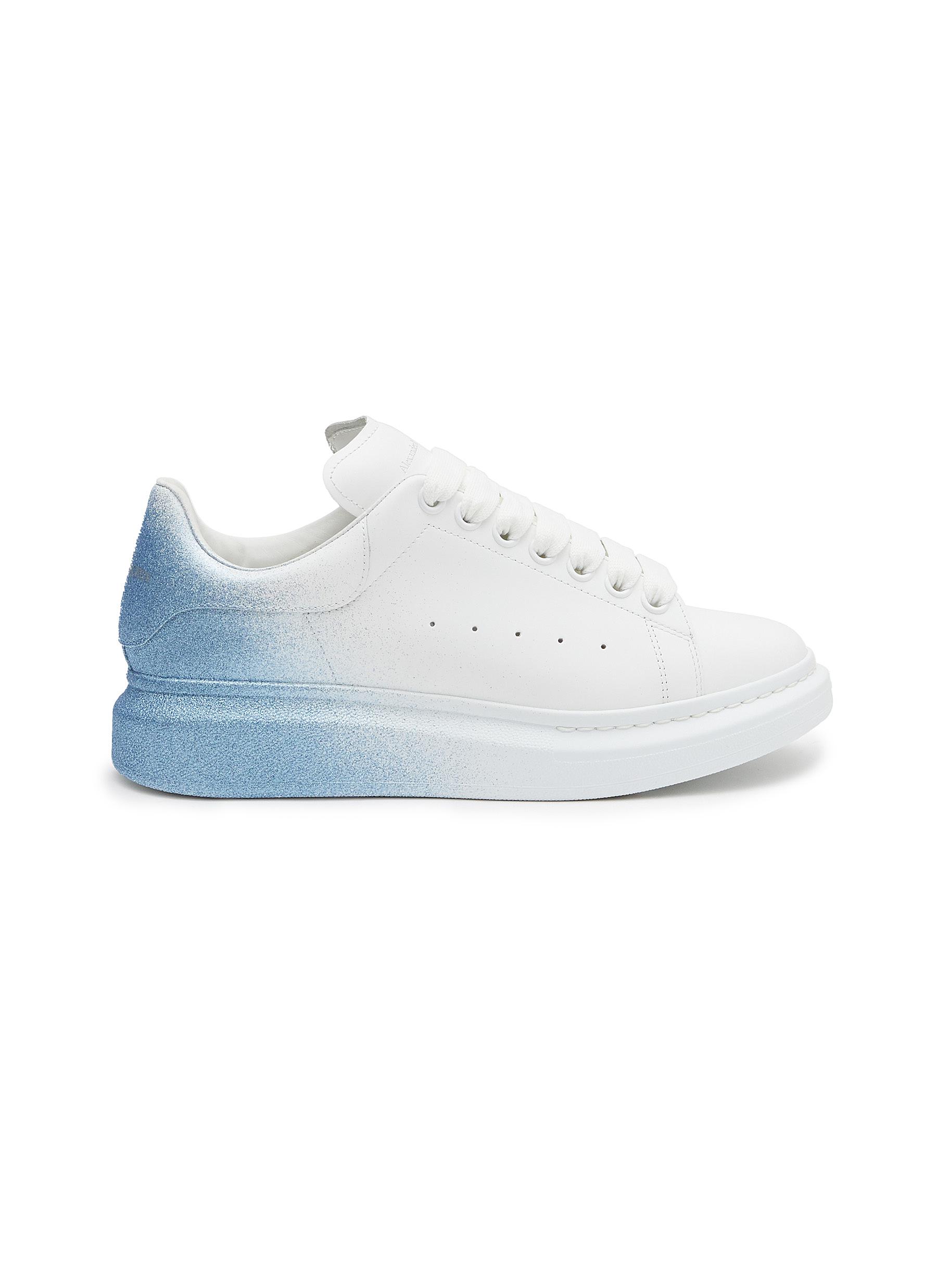 Oversized Sneakers' in Leather with Airbrushed Glitter Heel