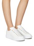 Figure View - Click To Enlarge - ALEXANDER MCQUEEN - Oversized Sneakers' in Leather with Rainbow Eyelets