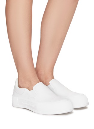 Figure View - Click To Enlarge - ALEXANDER MCQUEEN - ‘Deck Plimsoll’ Slip-On Leather Sneakers