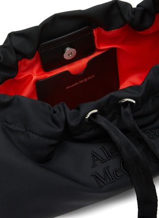 Detail View - Click To Enlarge - ALEXANDER MCQUEEN - Mini Bundle' Logo Embroidered Ruched Nylon Shoulder Bag