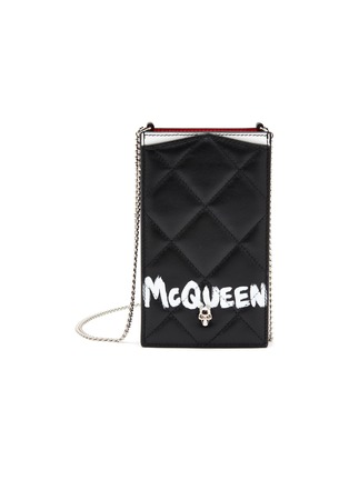 Main View - Click To Enlarge - ALEXANDER MCQUEEN - Graffiti Logo Print Quilted Leather Phone Case