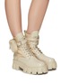 Figure View - Click To Enlarge - PRADA - ‘Monolith' Platform Leather Combat Boots with Detachable Pouch